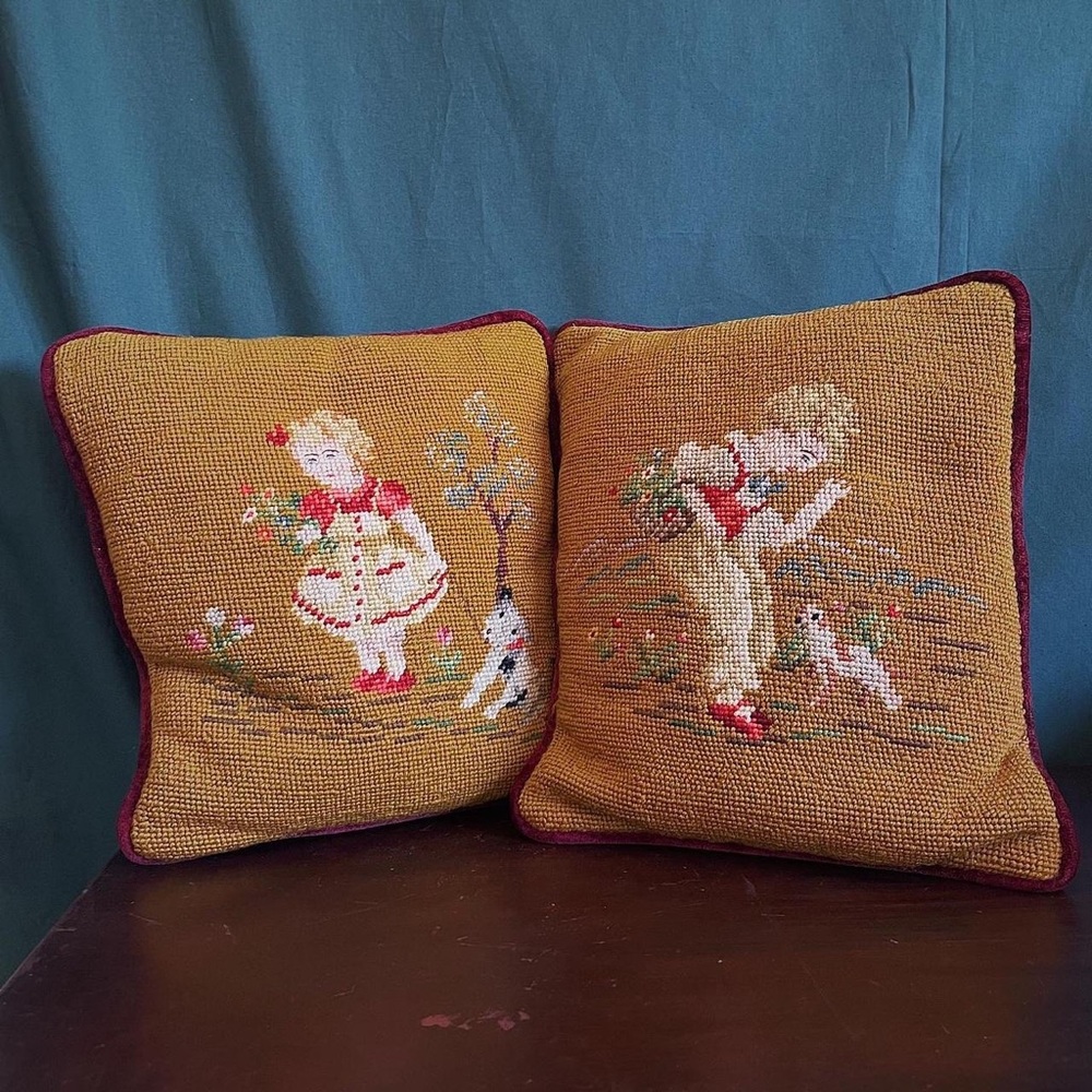 Antique Needlepoint Pillows